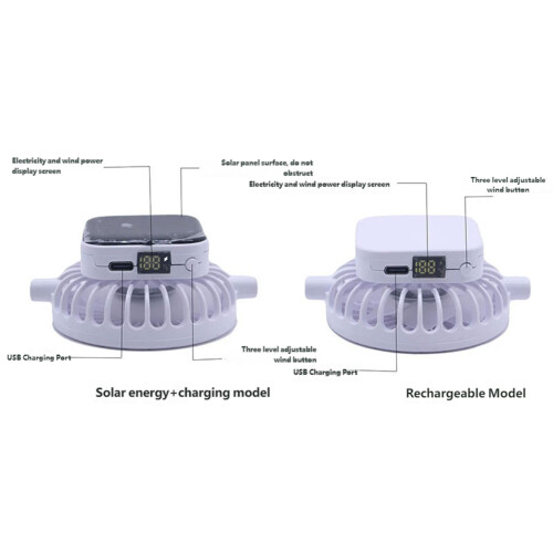 Adjustable Solar Panel Cooling Fan Hat with 3 Speed-Navy Blue 2