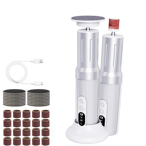 Electric Foot File With 6 Speed Settings And USB Charging-White