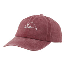 Breathable Adjustable Fishing Print Hat Duck Tongue-Burgundy