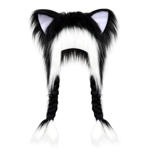 Comfortable Ear Covering Cap with Delightful-Black and white