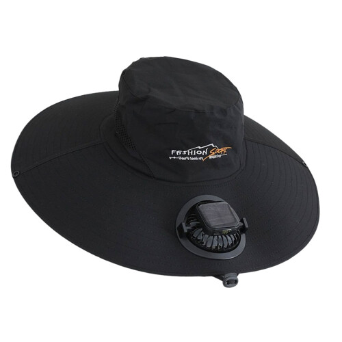 Sun Protective Solar Powered Fisherman Hat With-Black