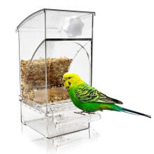 Klarer Vogelfutterspender, Automatisch, Transparent, Futterbehälter für Papageien, Käfigzubehör für Sittiche, Wellensittiche, Kanarienvögel