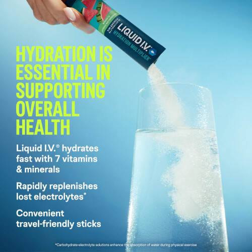 Liquid I.V. Hydration Multiplier Electrolyte Powder Mix, Watermelon Cooler Flavour 1