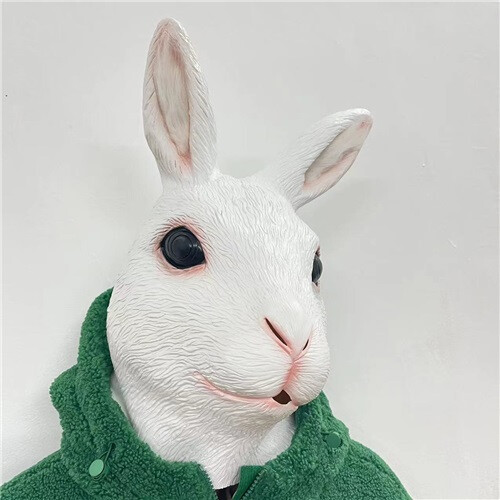 (Conejo) Máscara de látex de conejo blanco 1