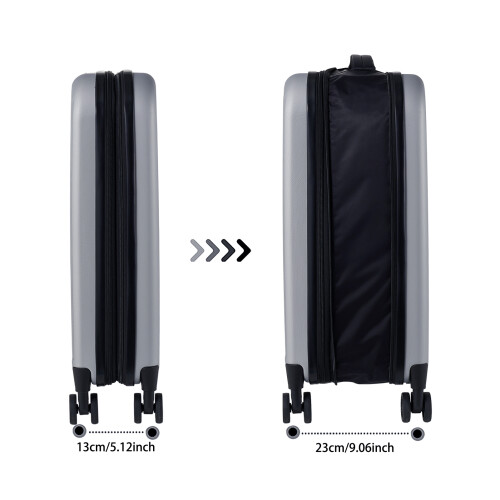 20 Inch ABS Expandable Foldable Carry On Luggage Suitcase, Silvery 2