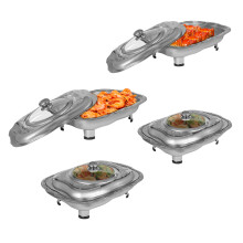 4pcs Buffet Food Plates with Lids Chaffing Dishe Food Serving Trays