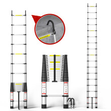 5m Aluminum Telescopic Ladder, 16.4ft Extension Ladder with Safety Hooks, 330 lbs Max Capacity, Easy to Store Suitable for Home, Outdoor, Attic, DIY