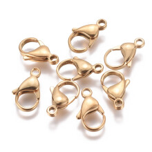 Chiusura a moschettone in acciaio inox 304 color oro, 5 pezzi