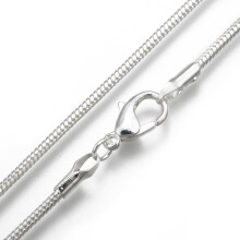 Collana a catena a serpente in ottone placcato argento, 20 pollici, 2 mm