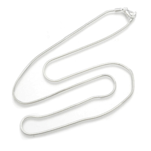 Colar de corrente de cobra em latão banhado a prata, 20 polegadas, 2 mm 1