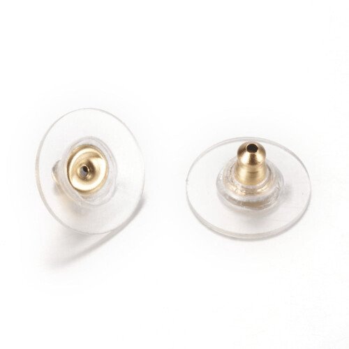 304 Σκουλαρίκια Bullet Clutch από ανοξείδωτο ατσάλι, χρυσά