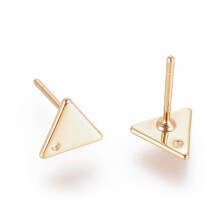 Accesorii cercei cu șurub din alamă, triunghi, 4 buc., 7x8x1 mm