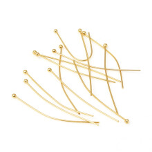 Perni a testa sferica in acciaio inox color oro 40x0,6 mm 50 pezzi