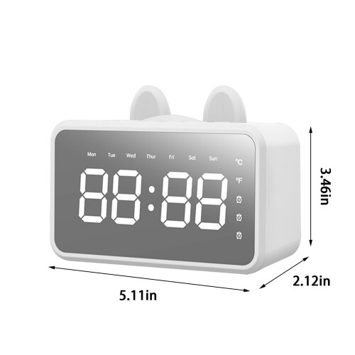 PAVEOS draagbare Bluetooth-luidspreker met digitale klok, wit 1