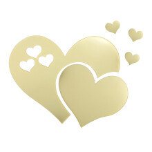 Adesivi murali Poaug a forma di cuore, rimovibili, oro, 3D.