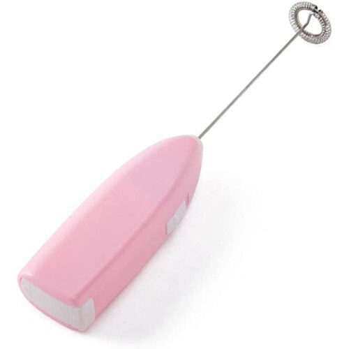 Elektrischer Milchaufschäumer, Handgerät, Edelstahl, Rosa
