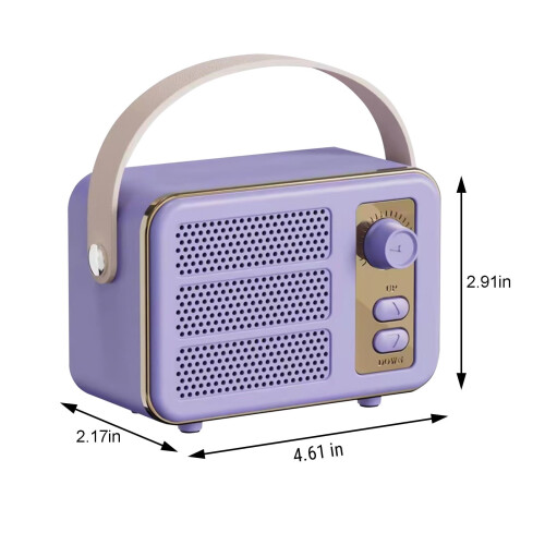 PAVEOS Retro Bluetooth-høyttaler Lilla Mini Bærbar 1