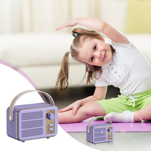 PAVEOS Retro Bluetooth-høyttaler Lilla Mini Bærbar 2