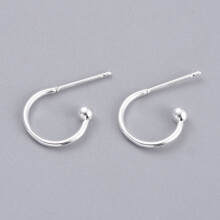 Ganci per orecchini in acciaio inossidabile, colore argento, 4 pezzi, 12,5x18,5x2,5 mm