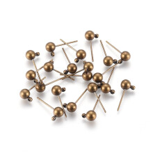 Brincos de pino com bola de latão e argola (10 unidades, 15,5 x 5 mm, 1 mm)