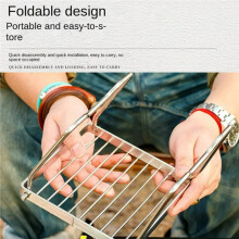 Hot Outdoor Stainless Steel Stove Holder Camping Portable Folding Barbecue Rack Pot Holder Baking Tray Holder