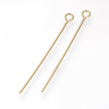 Spillo ad occhiello in acciaio inox 304 color oro, 40 mm, foro da 2 mm, perno da 0,7 mm