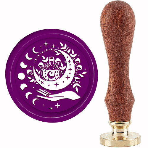 Heksevoksseglstempel 30 mm retro messinghoved i træ