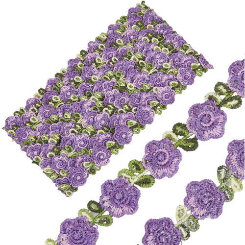 Renda floral de poliéster roxa, 3/4 polegadas (20 mm)