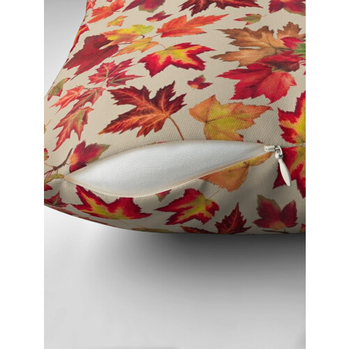 Capa de almofada vintage com folhas de outono, bege, 45x45cm (18x18 polegadas) 1