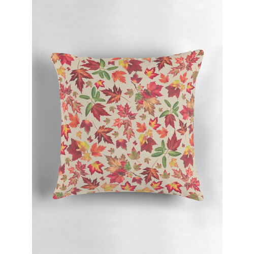 Capa de almofada vintage com folhas de outono, bege, 45x45cm (18x18 polegadas) 2