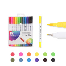 Hiroekza Doppellinien-Textmarker-Set, 12 Farben, 2 ml