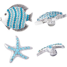 Botões de pressão com strass em liga metálica, formato de peixe/estrela-do-mar (8 peças)