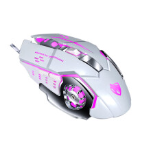 Bedrade gamingmuis met 6 knoppen, 3200 dpi, LED-verlichting en USB-aansluiting.