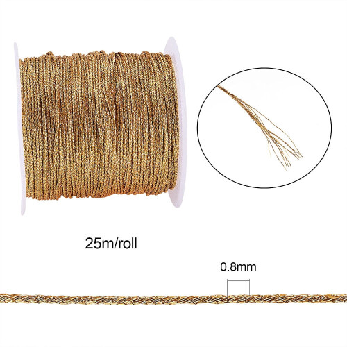 Snáithe Bróidnéireachta Miotalach Seodra Óir 0.8mm25m 1