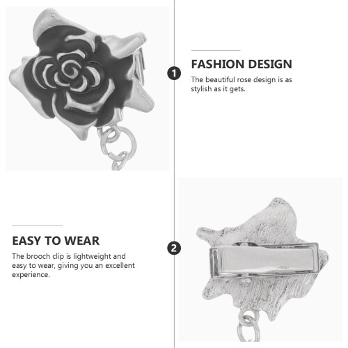 Broche de flor esmaltada com corrente para suéter 1