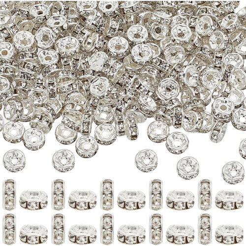 Perline distanziatrici a rondella, argento, 6 mm, 400 pezzi