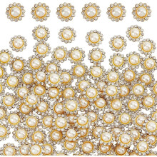 Botões de pérola de cristal, flor, garra, copo, strass, 200 peças