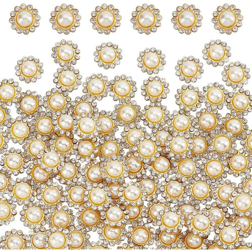 Boutons en cristal nacré, forme de fleur, griffes, strass, 200 pièces