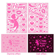 Glow-in-the-Dark Valentine Wall Sticker Pink Heart Lips 1