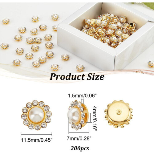 Boutons en cristal nacré, forme de fleur, griffes, strass, 200 pièces 1