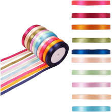 Fita de cetim de 1/2 polegada, 250 jardas, 10 rolos, cores sortidas.