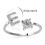 Anillo con inicial de plata para mujer, ajustable con 4