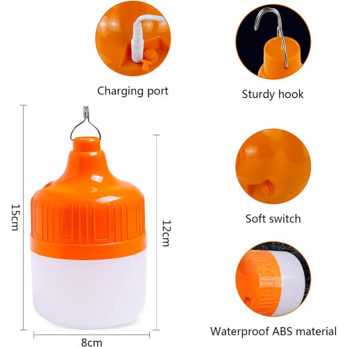 Lanterne de camping LED LINLIN 500 lumens, lot de 2, orange 1