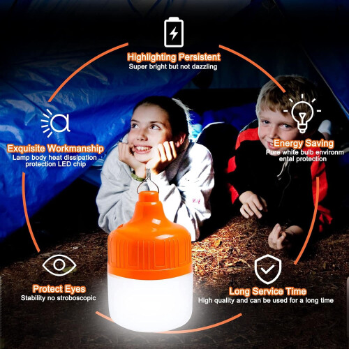 Lanterne de camping LED LINLIN 500 lumens, lot de 2, orange 2