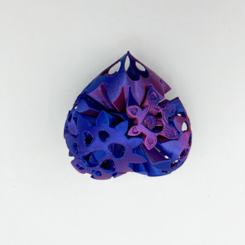 Gear Ball Fidget Toy 3D Printed Heart Design 1