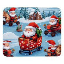 Muismat met kerstslee-motief en antislip rubberen onderkant, 8,3 x 9,8 cm.