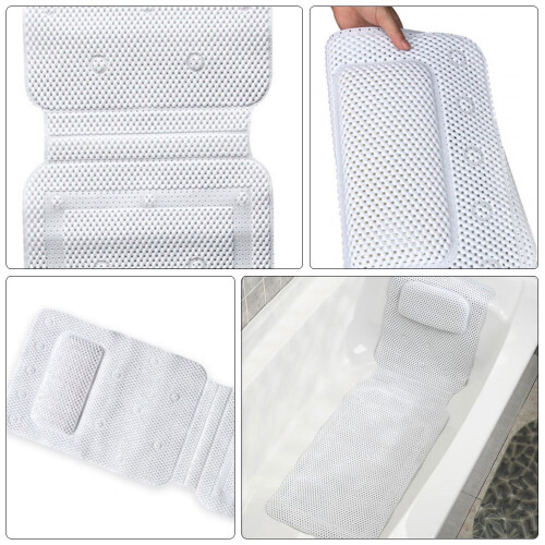 Tapis de bain antidérapant en caoutchouc blanc pour baignoire 2