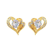 Boucles d'oreilles puces en forme de cœur en cristal pour femme, 1 paire
