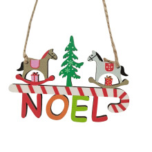 Décorations de sapin de Noël en bois avec dessins colorés, 12