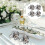 Serviettenring-Set mit silberner Blume, Perlen und Strasssteinen, 4-teilig 3